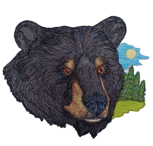 Black Bear Scene 7.9" x 6.7" Embroidered Patch