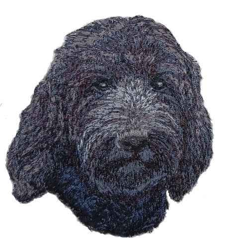 Goldendoodle or Labradoodle Dog Black Embroidered Patch 3"