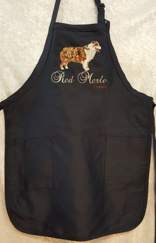 Australian Shepherd, Aussie, Red Merle Embroidered on an Apron