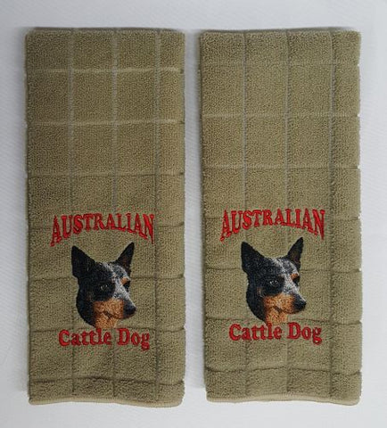 Australian Cattle Dog, Blue Heeler Embroidered Hand Towels