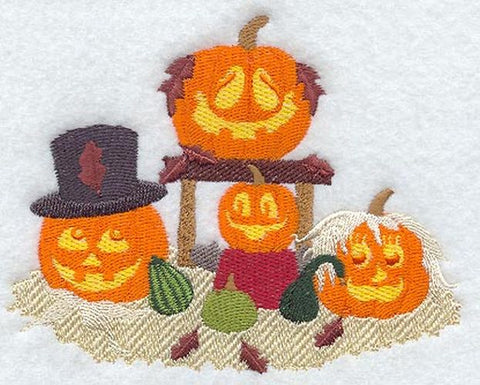 Pumpkins, Jack-o-Lantern, Halloween Embroidered Patch 5.4" x 4.3"