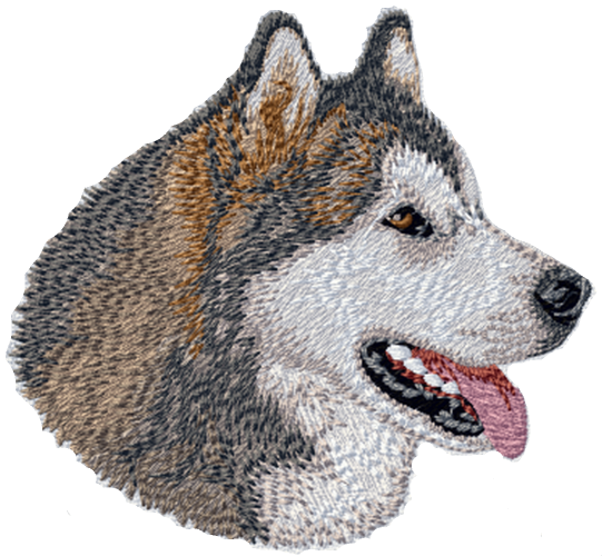 Alaskan Malamute Dog Embroidered Patch, comes in 2" 3" and 4" sizes