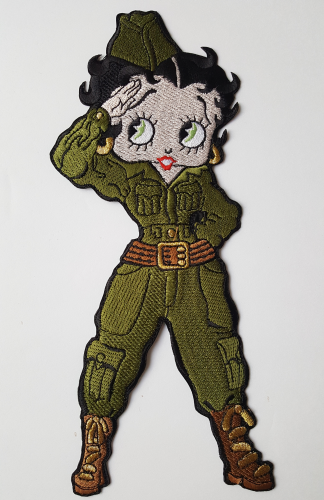 Betty Boop Light Skin Army Military Large Embroidered Patch 9.5" x 4"