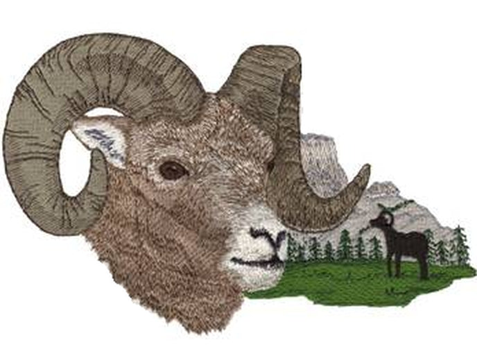 Bighorn Sheep Scene Embroidered Patch 6.9' x 4.5"