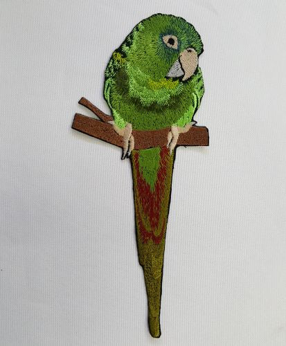 Blue Crowned Conure Parrot Embroidered Patch 3.4" x 8.2"