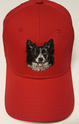 Australian Shepherd Embroidered Baseball Cap Yellow / Red Merle