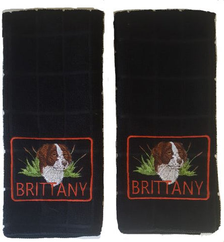 Brittany Dog Embroidered Hand Towels 2 pack