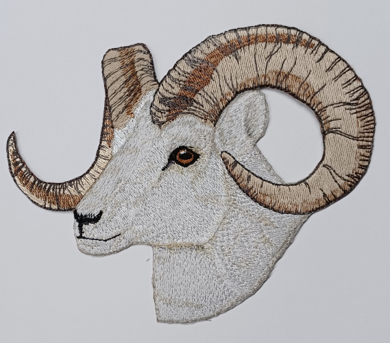 Dall Sheep Head Embroidered Patch 7.9" x 6"