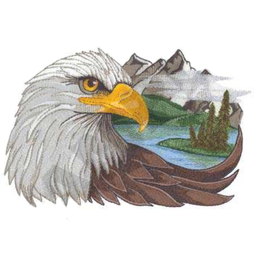 Eagle Scene Embroidered Patch 7.9" x 5.5"