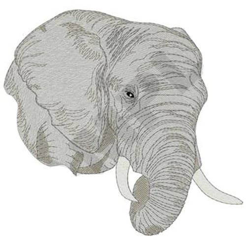 Elephant Head Embroidered Patch 6.6" x 6.2"