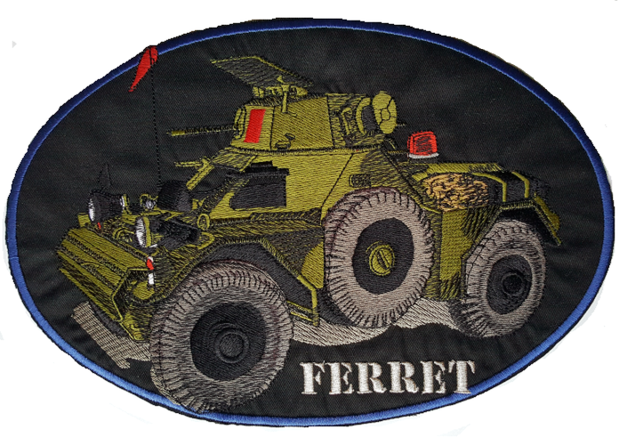 Ferret Armoured Car, Scout Car Embroidered Patch 11" x 7.5"