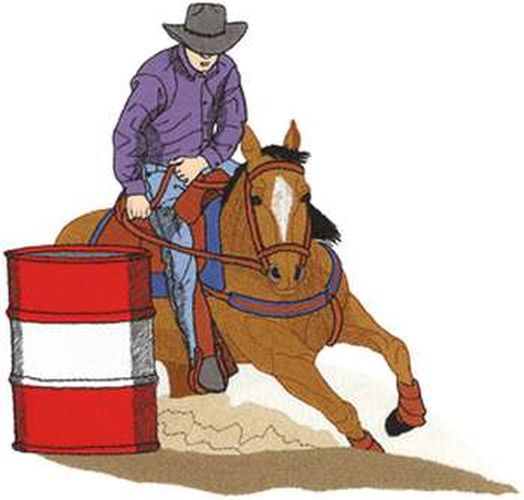 Barrel Racer, Mens Barrel Racing Embroidered Patch 8" x 8"