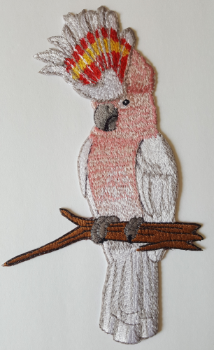 Major Mitchell's Cockatoo Parrot Bird Embroidered Patch 4"x 6.8"