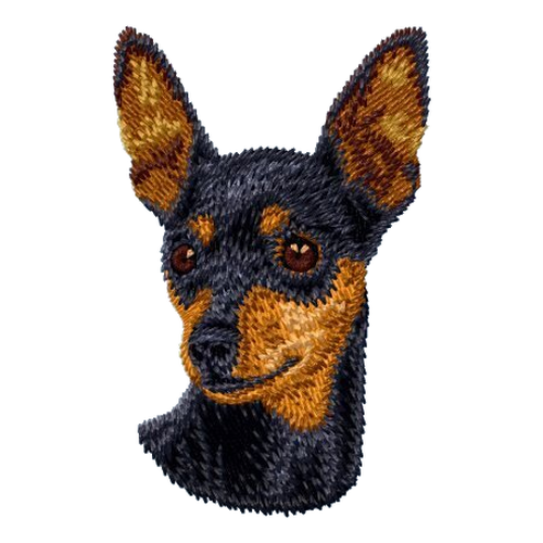 Miniature Pinscher Embroidered Patch 3" Tall