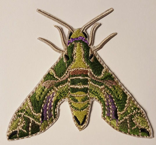 Oleander Hawk Moth Embroidered Patch 3.8" x 3.9"