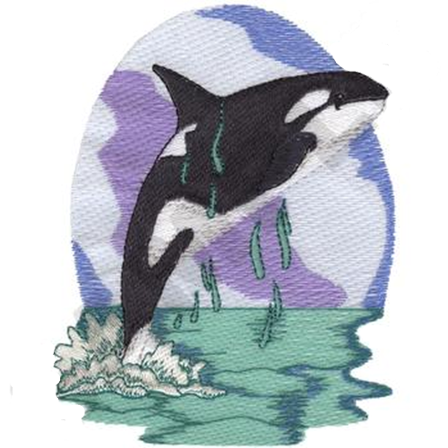 Orca Whale Scene Killer Whale (297) Embroidered Patch 4.9" & 6.4"