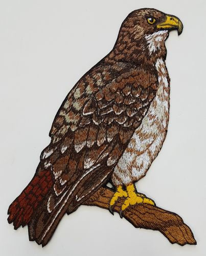 Red-Tailed Hawk Perching Embroidered Patch 2 Sizes