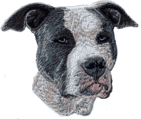 Staffordshire Terrier, Pitbull Grey & White Embroidered Patch 3"