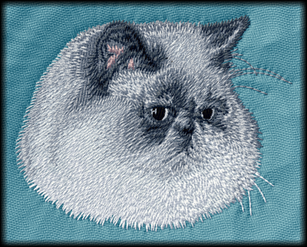 Persian Cat Embroidered Patch (3.0 Inches Tall)