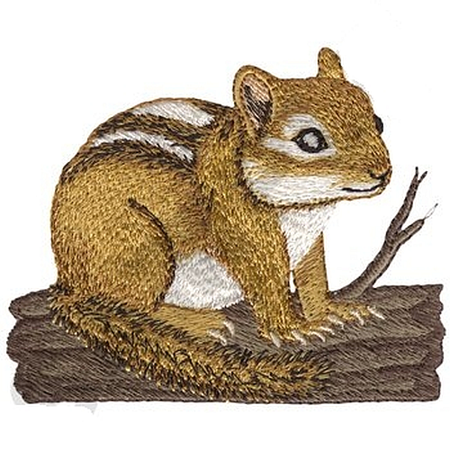 Chipmunk on a log Embroidered Patch 3.8" x 3"