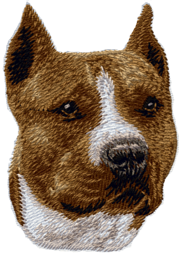 Staffordshire Terrier Pitbull, Brown & White Embroidered Patch 3"
