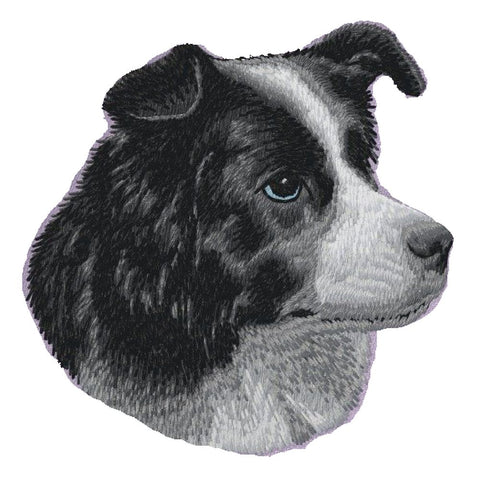 Border Collie Embroidered Patch comes in 2" 3" and 4" sizes