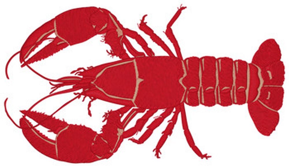 Lobster Embroidered Patch 6" Wide X 3.5" Tall, Iron on or sew on