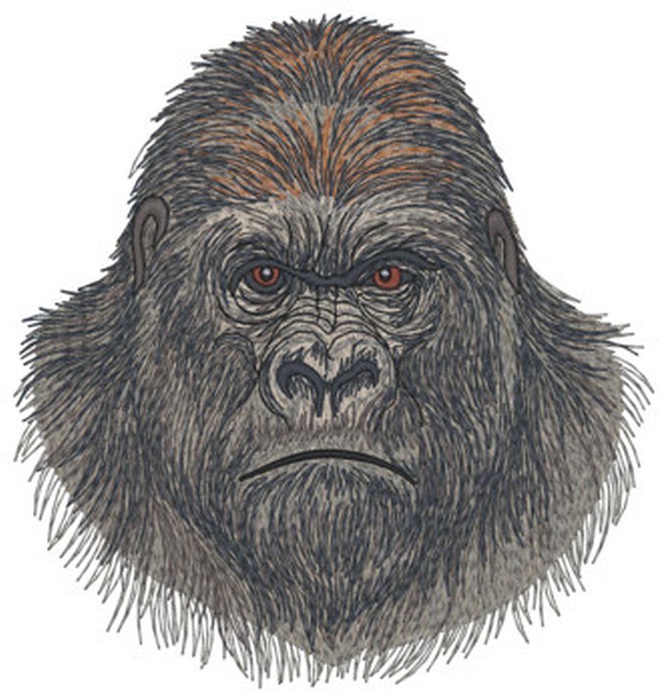 Gorilla Head Embroidered Patch sizes 3" 4" and 5" or I can make you a new size Iron on or sew on