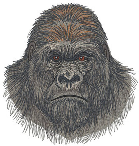 Gorilla Head Embroidered Patch sizes 3" 4" and 5" or I can make you a new size Iron on or sew on