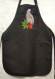 African Grey Embroidered on an Apron