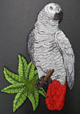 African Grey Parrot Bird Embroidered Patch  8" x 5.5"