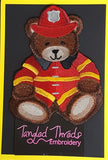 Firefighter Teddy Bear Embroidered Patch