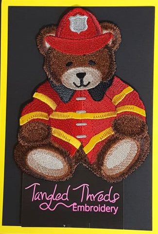 Firefighter Teddy Bear Embroidered Patch