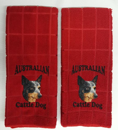Australian Cattle Dog Blue Heeler Embroidered Hand Towels