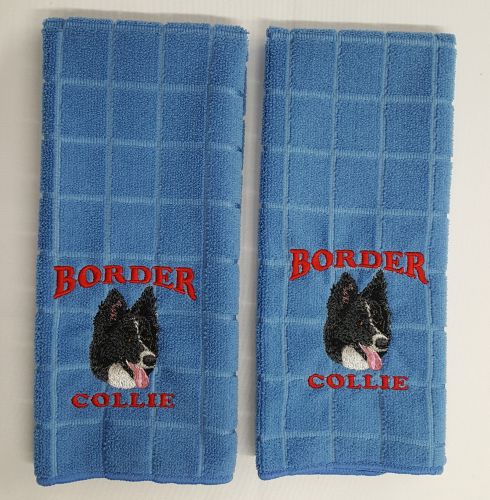 Border Collie Embroidered Hand Towels
