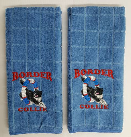 Border Collie Agility Embroidered Hand Towels