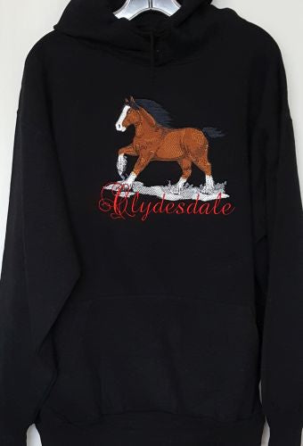 Clydesdale Draft Horse Embroidered On A Hooded Sweatshirt