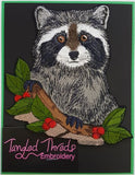 Raccoon Embroidered Patch 5.1" x 5.6"
