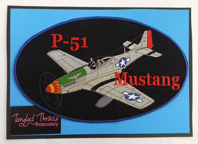 P-51 Mustang, Military Embroidered Patch 12" x 7.5"