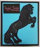 Friesian Horse  Rearing Embroidered Patch Approx Size 6.9" x 8.9"