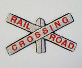 Railroad Crossing Sign, Train, Embroidered Patch 3.5" x 2.1"