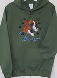 Boxer Dog Embroidered Hooded Sweatshirt- Black