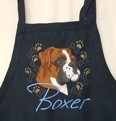 Boxer Dog, BBQ, Chef, Work Embroidered Apron