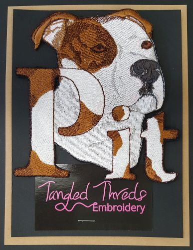 Pit Bull, Staffordshire Terrier, Brown & White, Embroidered Patch 5" x 5"