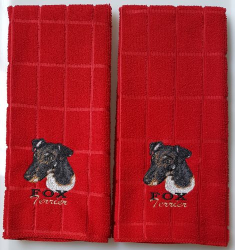 Smooth Fox Terrier Embroidered Hand Towels
