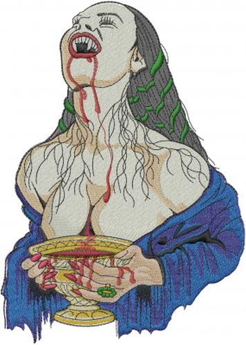 Vampire Lady, Halloween Embroidered Patch 5.6: x 7.8"