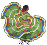 Mexican, Spanish, Latina, Cuban Dancer Embroidered Patch 7" x 6.9" Free USA Shipping