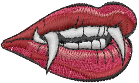 Vampire Lips / Teeth, Halloween Embroidered Patch 2.1" x 1.2"