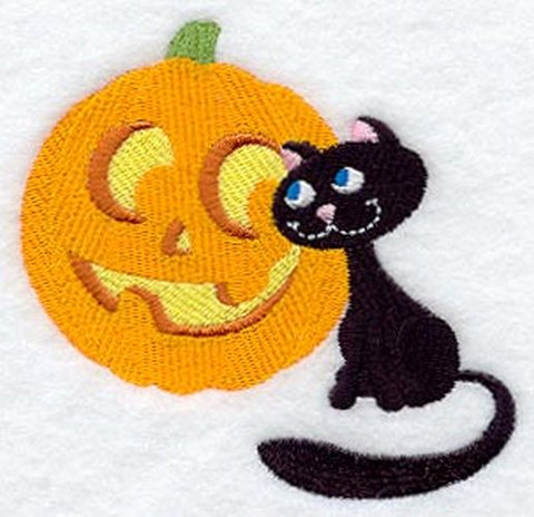 Pumpkin, Jack-o-Lantern, Black Cat Halloween Embroidered Patch 4.9" x 4.8"