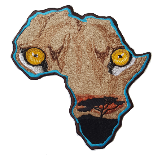 Africa Lion Eyes Embroidered Patch approx 8"x8"